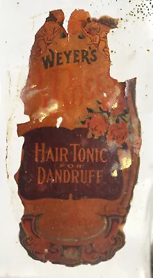 Antique 1920s Barber Shop WEYERS HAIR TONIC Bottle Advertising Kansas City MO • $24