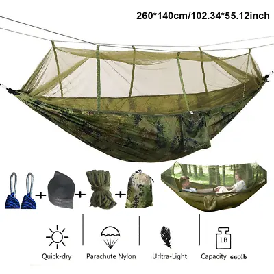 660lbs Portable Double Person Camping Hammock Tent With Mosquito Net Hanging Bed • $17.99