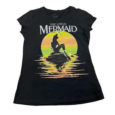 Disney The Little Mermaid Ariel Shadow Sunset Black T Shirt Top Womens L • $3.99