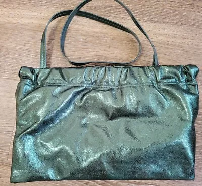 Zara Metallic Emerald Green Statement  Large Clutch Shoulder Bag EUC • $20