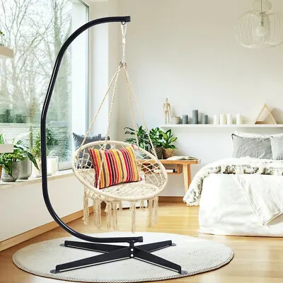 £69.95 • Buy Hanging Hammock Rope Swing Chair & Stand Set Indoor Outdoor Garden Relaxing Seat