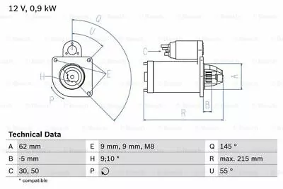 Bosch 0 986 013 850 Starter For Citroën Fiat Iran Khodro Peugeot PEUGEOT (DF-PSA • $186.05