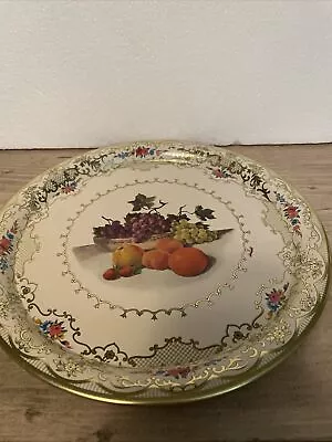 Vintage Daher Decorated Ware Holland Tin Fruit Metal Serving Tray 1970s USED • $12.99