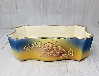 Vintage SHAWNEE Usa Pottery #181 Planter Blue Yellow Gold Succulents MCM Cute • $15.13