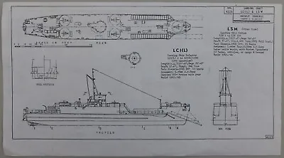 LANDING CRAFT LCI(L) & LSM Warship Drawing Model Boat Plans 9 X17  By Wiswesser • $12.50