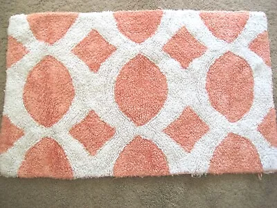 Chenille Throw Rug ?Vintage? Orange White 21  X 35  • $25