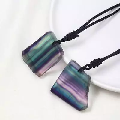 Natural Rainbow Fluorite Crystal Quartz Gem Pendant Necklace For Healing • £5.47