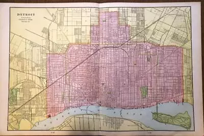 1901 Antique Cram Atlas Map-detroit Michigan-united States-excellent Detail • $8