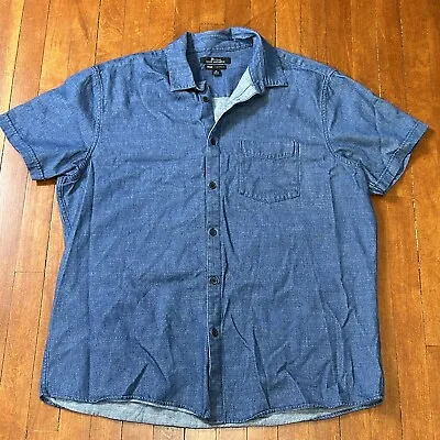 Marc Anthony Luxury Slim Fit Mens XL Short Sleeve Button Up Shirt Blue Cotton • $8.69