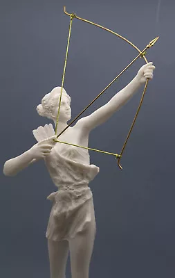 $118.70 • Buy Artemis Diana With Bow Greek Roman Goddess Statue Sculpture Cast Marble 15.9 In