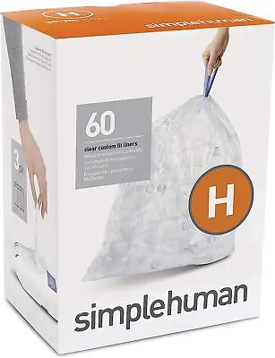 £17.99 • Buy Simplehuman CW0286 Code H Custom Fit Bin Liner Bulk Pack, Clear Plastic (3 Pack