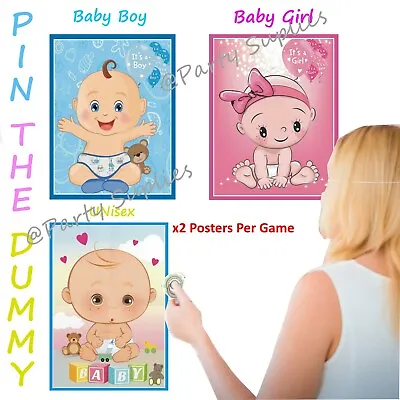 £4.45 • Buy Pin The Dummy On The Baby Shower Party Games Boy Girl Unisex  X2 Posters F/B