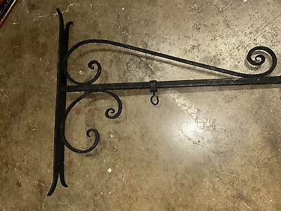 Vintage Wrought Iron Flange Sign Holder Extendible 30 In Sign Wall Bracket Mount • $150