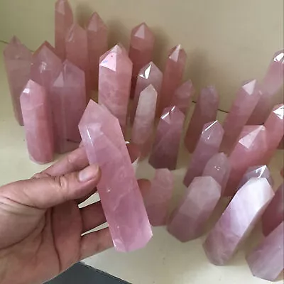 AAA Natural Rose Quartz Crystal Point Hexagonal Wand Stone Obelisk Healing Reiki • $5.31