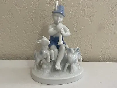 Vintage German Tettau Gerold Porcelain Figurine Boy W/ Goats / Lambs • $20
