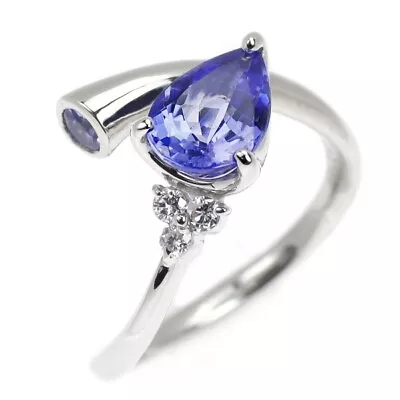 Pt900 Pear Shape Tanzanite Diamond Ring 1.57ct D0.09ct - Auth USED F/S Japan • $827.99