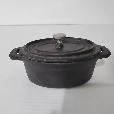 Vintage Miniature Cast Iron Mini Soup Pot Stamped AM Antique Collectible W/ Lid • $37.99