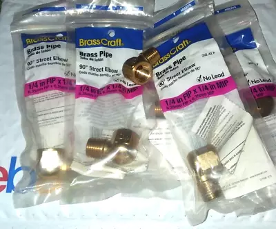 6 Pc 90 Degree Street Elbow 1/4 Inch NPT Male Pipe To 1/4 Inch NPT Female Brass • $15.80