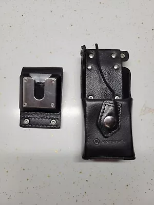 New: MOTOROLA Leather RADIO Carry Case NTN8381C W/ Belt Clip • $19.99