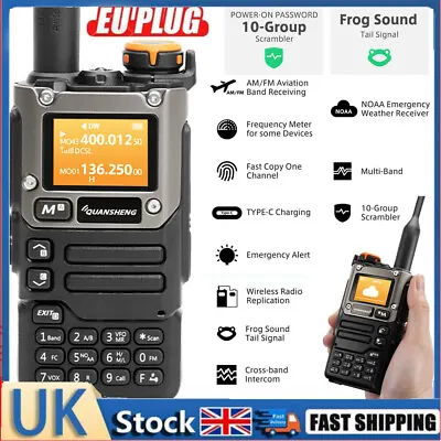 UV-K6 Walkie Talkie UHF VHF DTMF FM Two Way Radio Type-C Charging Scrambler NOAA • £27.99