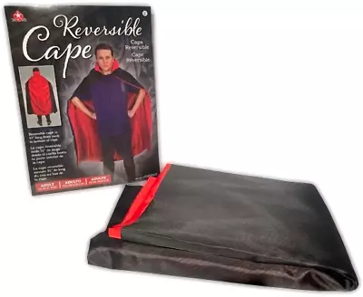 ADULT REVERSIBLE CAPE Black Red Cloak 51” Magician Vampire Dracula Devil Costume • $12.89