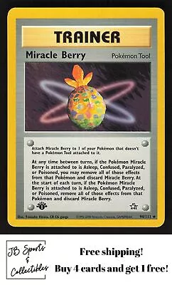 1st Edition Miracle Berry Trainer Pokemon Neo Genesis 94/111 • $1.59