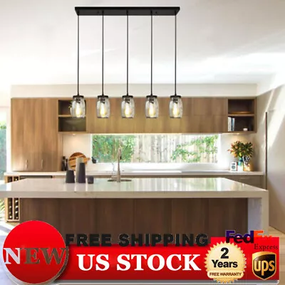 Mason Jar Kitchen Island 5 Light Ceiling Fixture Pendant Glass Light Kitchen 40W • $68.40