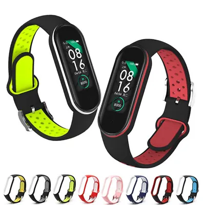 For Xiaomi Mi Band 3 4 5 6 Two-color Silicone Bracelet Sport Breathable Strap • £5.99