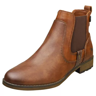Mustang Side Zip Low Heel Womens Cognac Chelsea Boots - 5.5 UK • £63