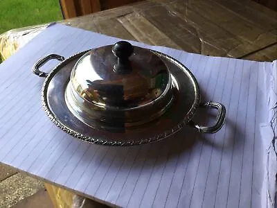 £10 • Buy Silver Plated Round Butter Dish With Lid And Glass Liner
