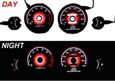 USA Red Glow Gauge Face Overlay For 95-99 Mitsubishi Eclipse Non-Turbo 9000 RPM • $44.95