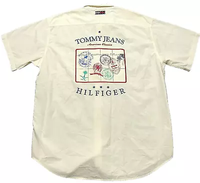 Vintage 90s TOMMY JEANS HILFIGER American Classics Shirt Embroidered Men's XL • $19.99