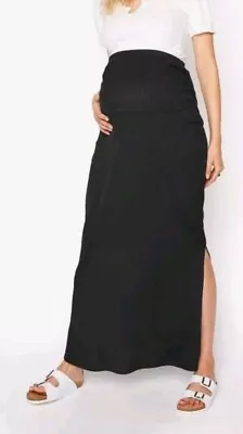 Long Tall Sally Tall Maternity Black Ribbed Maxi Skirt Size 20 • £0.99