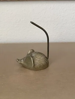 Vintage Solid Brass Mouse With Long Tail Paper Spike Receipt Spike Ring Holder • $10.99