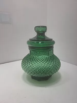 Vintage Green Diamond Pattern Container 7.75  Tall  • $17.99