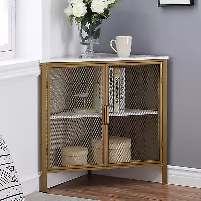 Corner Cabinet Table With 3-Tier Shelf Freestanding Storage Organizer For Small • $119.99