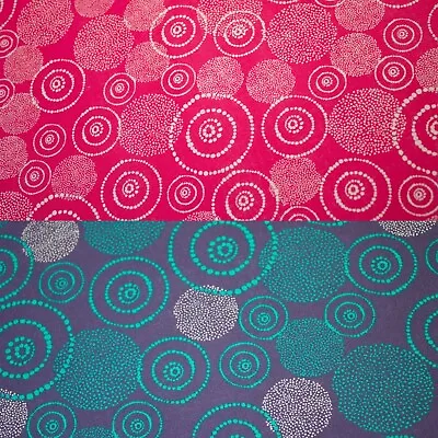 Circle Design On Printed Cotton Fabric - SPRING SALE TO CLEAR • £4