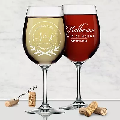 Personalized Wine Glass - 14 Oz Gift For Her Bridal Party - Monogrammed Name • $9.99