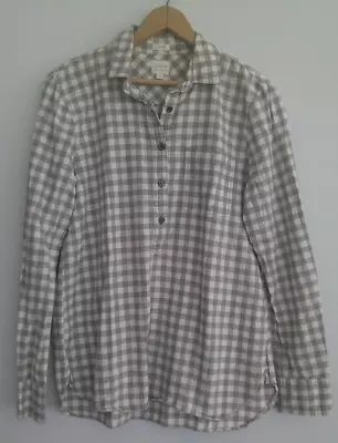 J. Crew Women's Popover Boy Fit Gray Gingham Long Sleeve Shirt Size S • $19.24