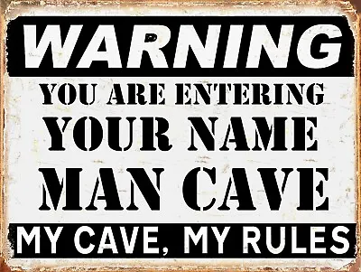 £5.15 • Buy PERSONALISED CUSTOMISED WARNING MAN CAVE Retro Metal Sign/plaque Novelty Gift  