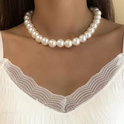 Simple Fashion  Imitation Pearl Beaded Short  Necklace • £4.25