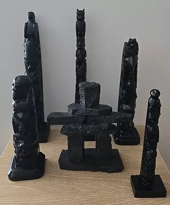 BOMA CANADA NATIVE AMERICAN TOTEM POLE RESIN STATUES/SCULPTURES COLLECTION (x6) • £99.99