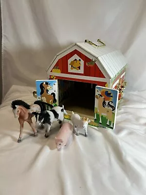 Melissa & Doug Latches And Locks Sensory Activity Wooden Barn With Animals • $44.91