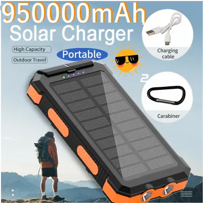 $8.77 • Buy Power Bank 950000mAh Portable Charger Solar Battery 2USB & 2LED For Mobile Phone