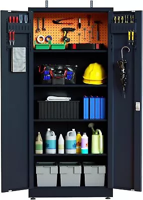 Garage Storage Cabinet 71' Tall Metal Storage Cabinet With 2 Doors And 4 Shelf • $160.99