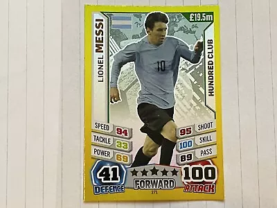 Topps Match Attax World Cup 2014 Lionel Messi Hundred 100 Club #271 Argentina • £6.99