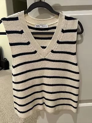 Zara Women’s Knit Sweater Vest Striped Sz S • $19.99