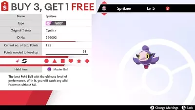 ✨ Shiny Spritzee ✨ Pokemon Sword And Shield 5IV(0 Speed)🚀Fast Delivery🚀 • $2