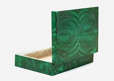 Italian Studio Superego Malachite Veneer Intarsia Box Agate Interior Congo Style • $1200