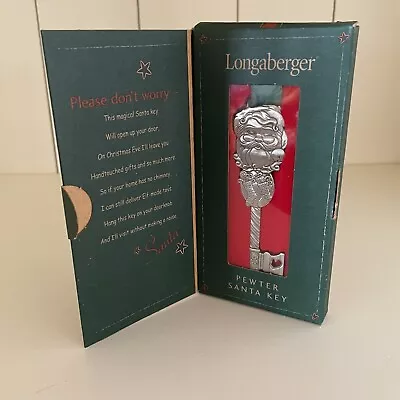 Vtg LONGABERGER Christmas Ornament PEWTER SANTA KEY 2002 Collectors Item Gift • $16.99